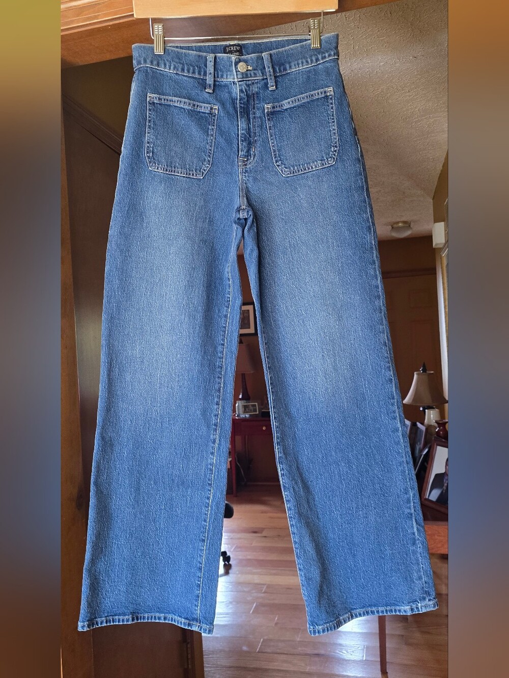 J. CREW Wide Leg Patch-Pocket Full Length Jeans 27  High Waist